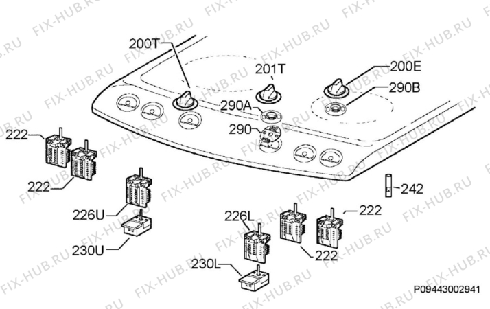 Взрыв-схема плиты (духовки) Zanussi ZCV68010BA - Схема узла Command panel 037